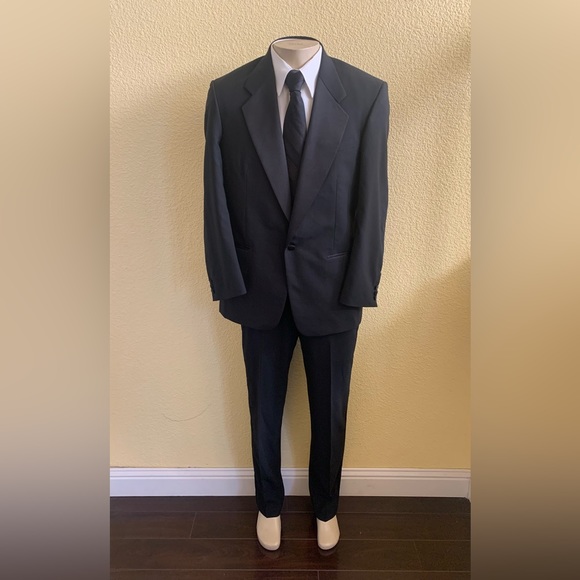 VTG Pierre Balmain Men’s Size 41R Blazer & 36x30.5 Pants 2pc Black Formal Suit - Picture 1 of 13